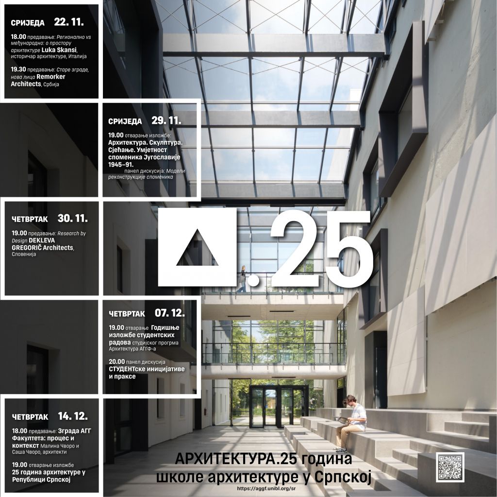 Predavanja i izložbe povodom 25. godina škole arhitekture u RS od 22. novembra do 14. decembra