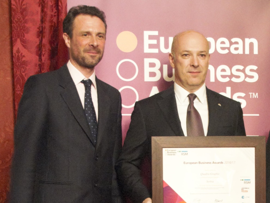 European Business Awards proglasio kompaniju Quadra Graphic za nacionalnog šampiona