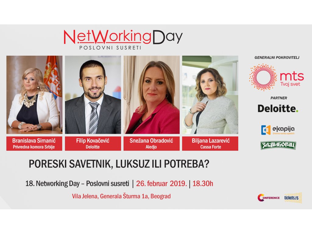 Poreski savetnik, luksuz ili potreba - NetWorking Day 26. februara u Beogradu