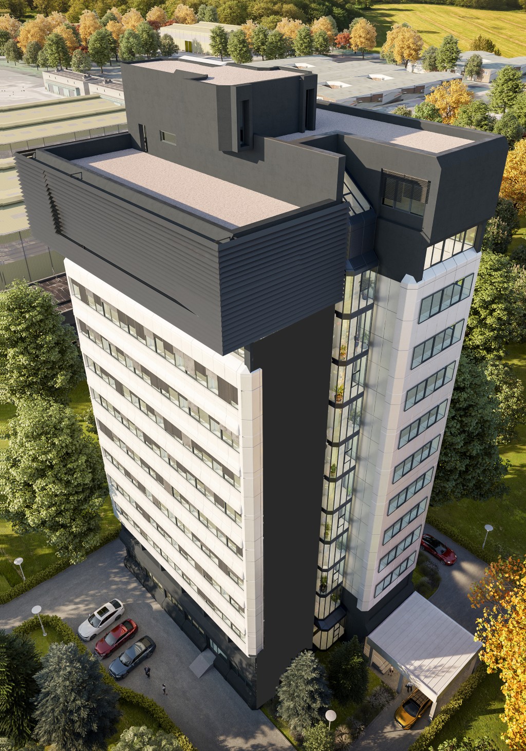 Wiederaufbau eines Büroturms von Novokabel - So wird der künftige NS Office Park aussehen