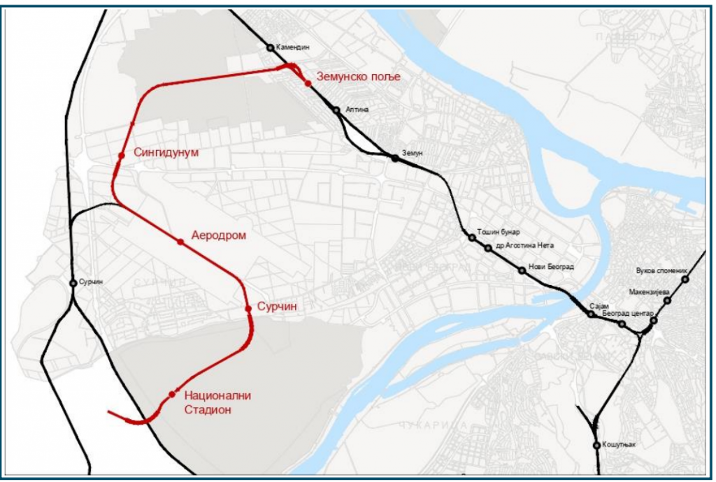 Objavljena detaljna trasa pruge od Zemun Polja do Nacionalnog stadiona - "Parkiraj i vozi se" od budućeg naselja Singidunum