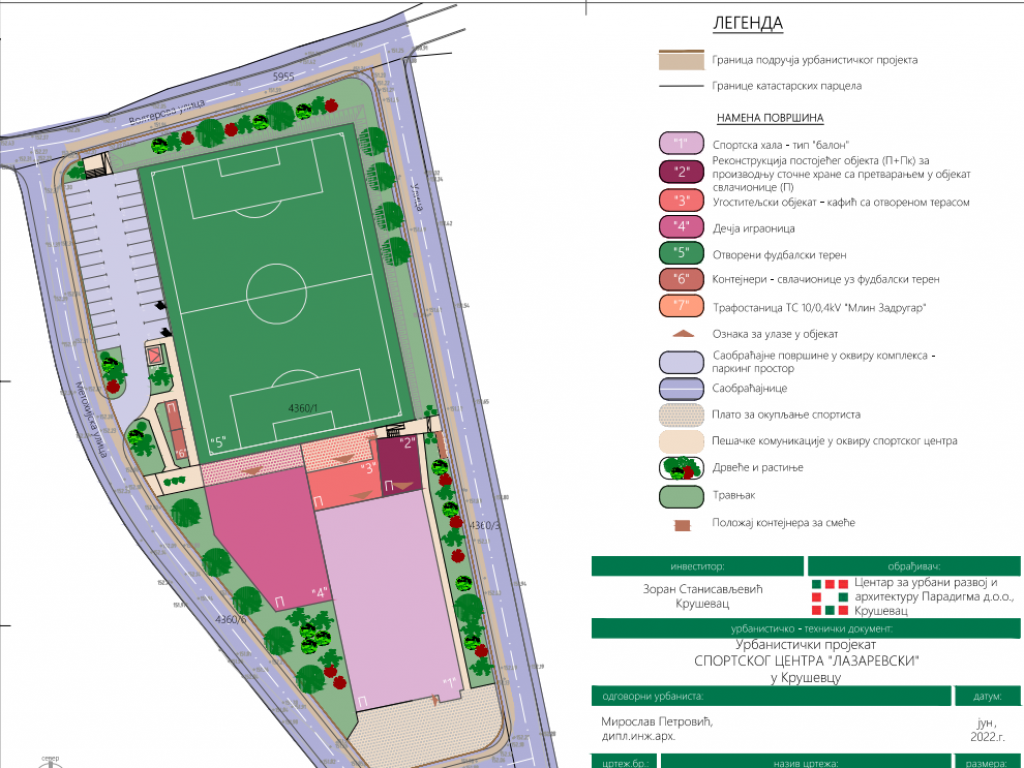 Novoprojektovani sportski centar u Kruševcu imaće sportsku halu, dečiju igraonicu i fudbalski teren