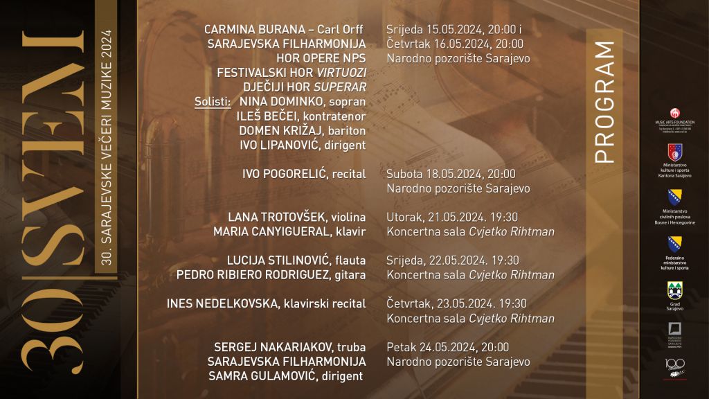 Festival Sarajevske večeri muzike ove godine obilježava 30. jubilej