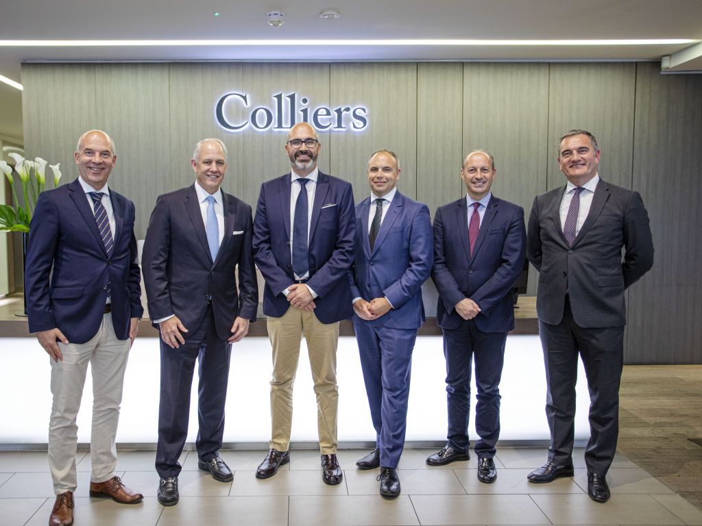 Left to right: Vladimir Vukicevic, CEO, West Properties; Chris McLernon, Global Chief Executive Officer of Real Estate Services, Colliers; Vladimir Popovic, Managing Director, West Properties; Davoud Amel-Azizpour, CEO, EMEA, Colliers; Steve J.Froustis, Capital Markets and Investor Services Adviser, West Properties; Richard Bruce, COO, EMEA, Colliers