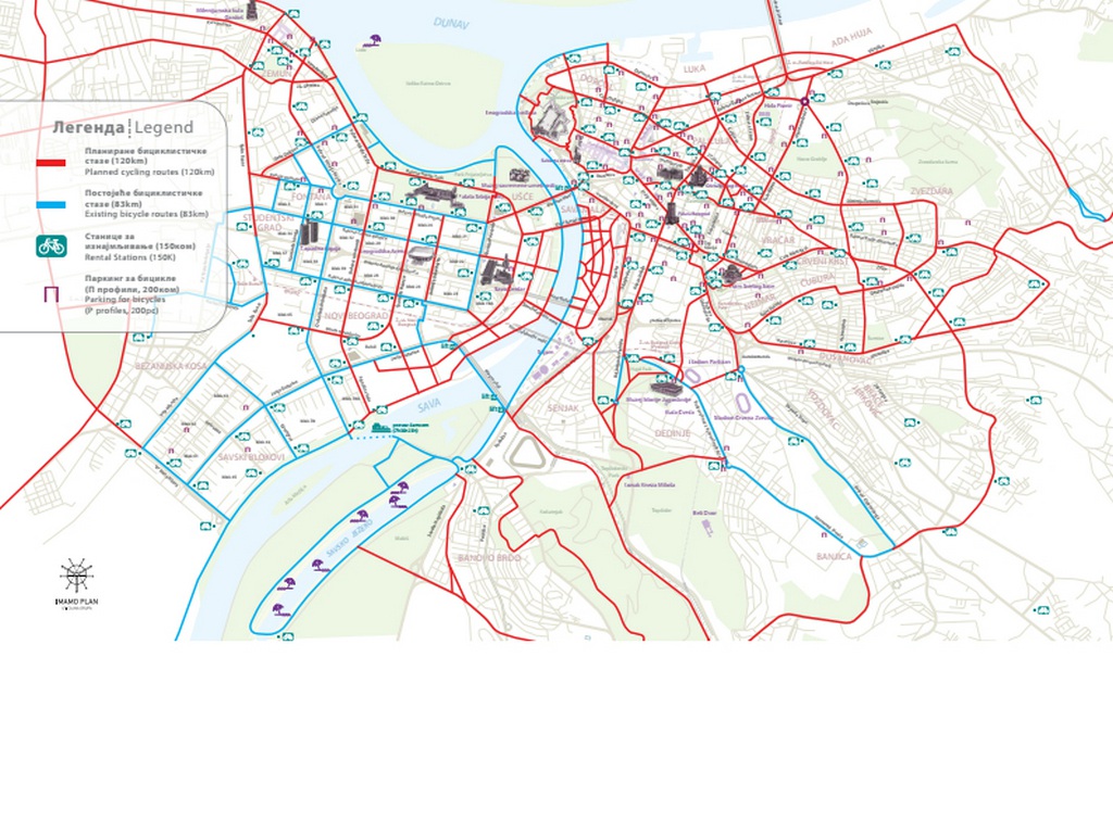 Mapa biciklističkih staza u Beogradu