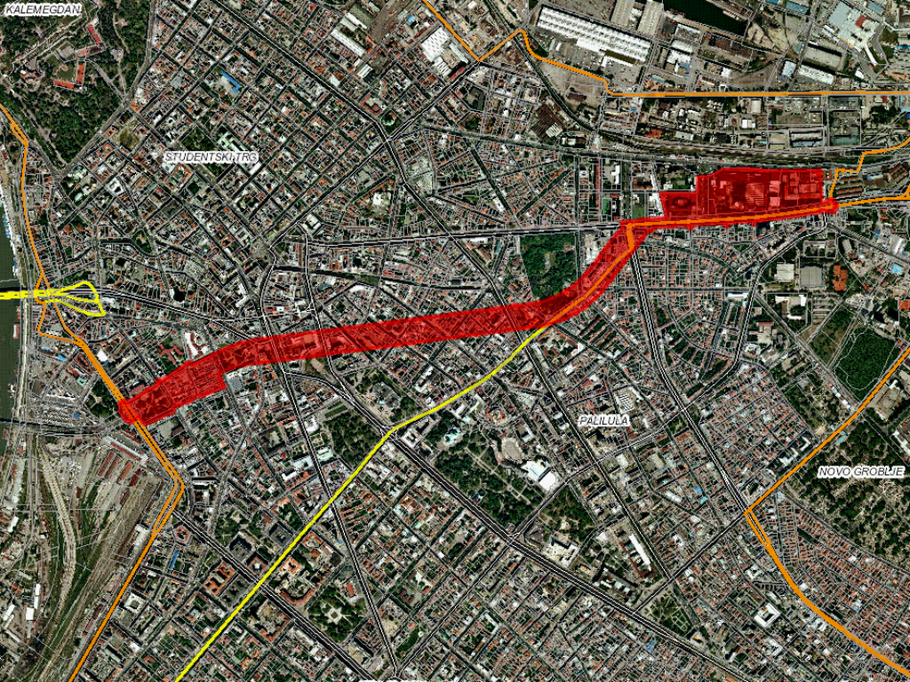 Planned route of the tunnel