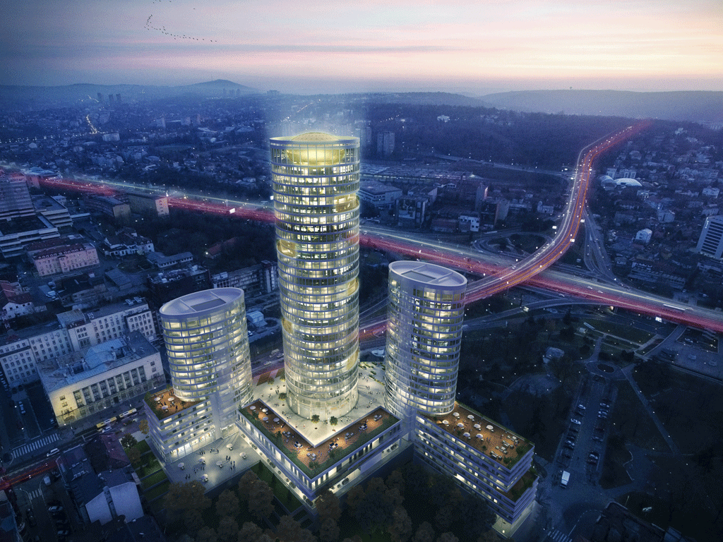 Future look of Skyline complex in the Kneza Milosa Street