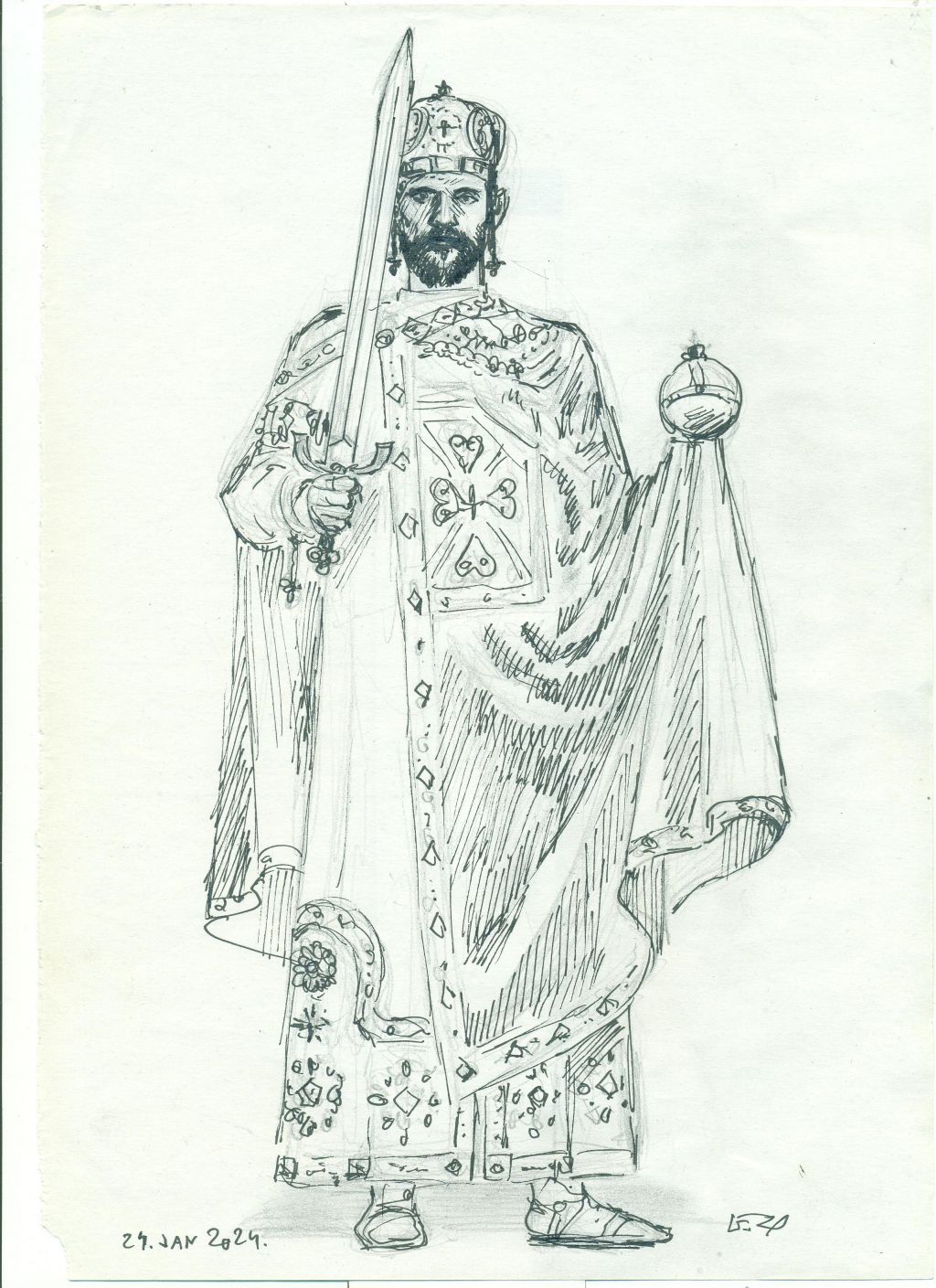Car Dušan - još jedan od crteža Geze Šeteta dostavljenih eKapiji