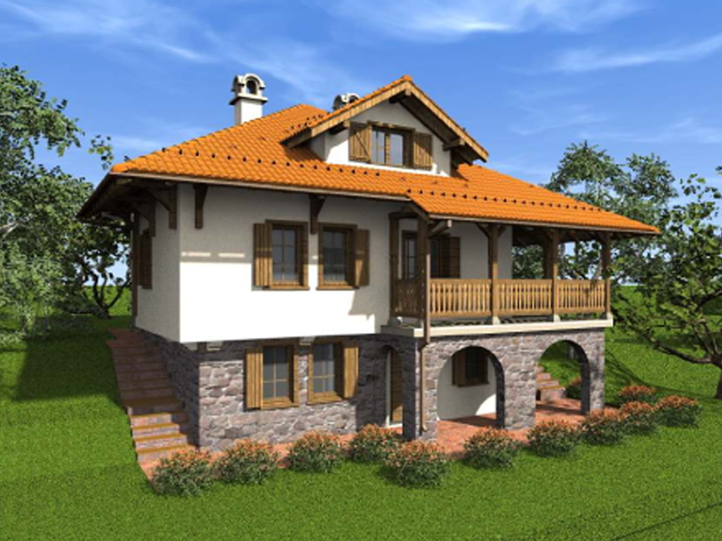 one of the preliminary designs for Serbian traditional houses