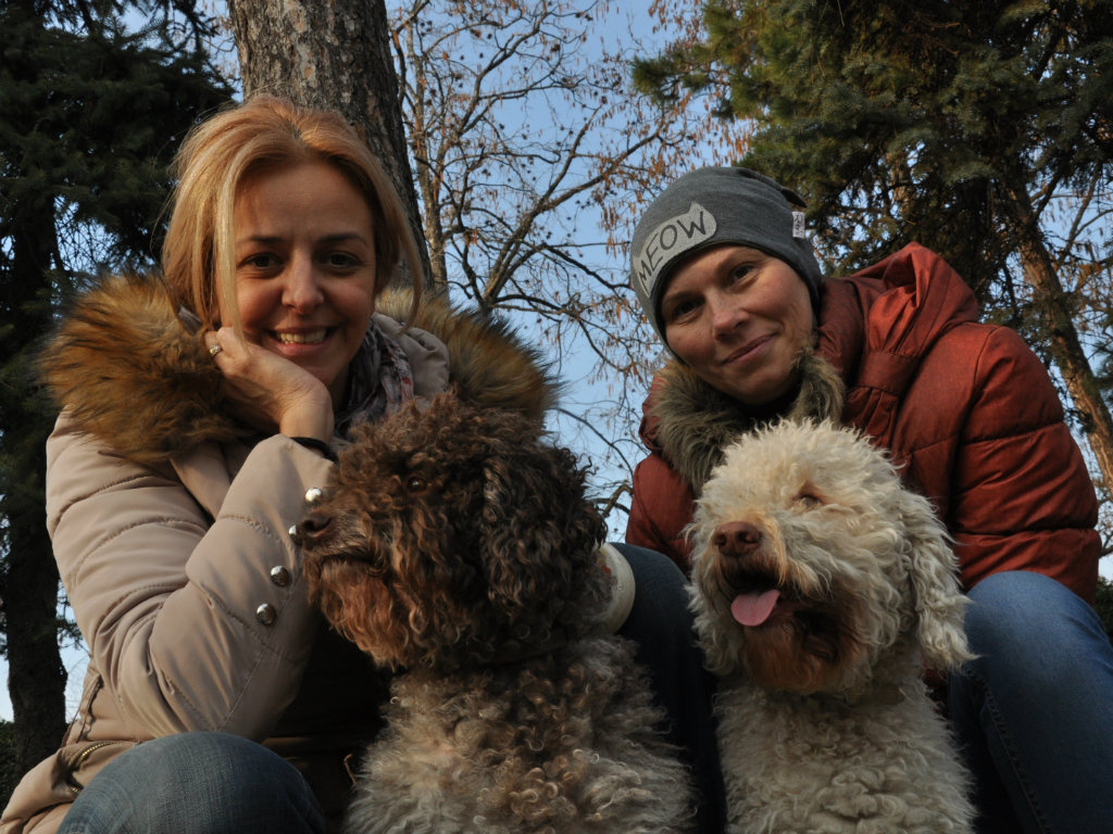 Sanja Melkus and Violeta Ivkovic with their truffle-hunting dogs